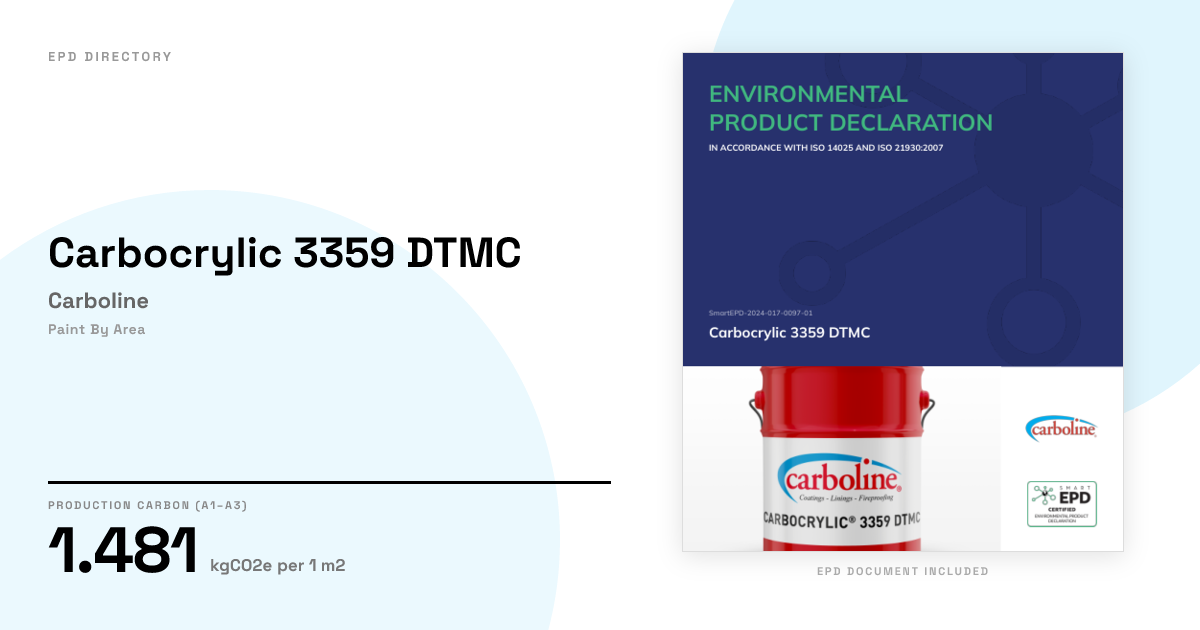 Carbocrylic 3359 DTMC — Carboline | GWP 1.481 | EPD Directory