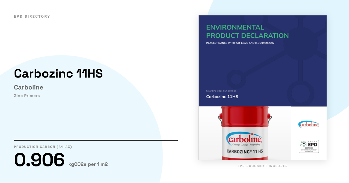 Carbozinc 11HS — Carboline | GWP 0.906 | EPD Directory