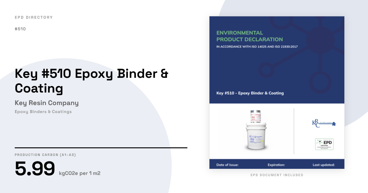 Key #510 Epoxy Binder & Coating — Key Resin Company | GWP 5.99 | EPD ...
