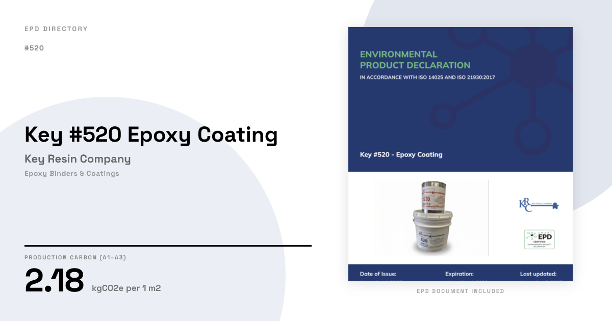 Key #520 Epoxy Coating — Key Resin Company | GWP 2.18 | EPD Directory