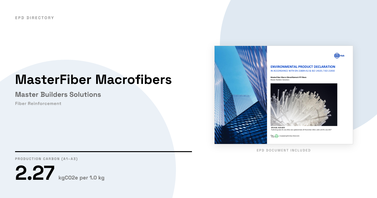 MasterFiber Macrofibers — Master Builders Solutions | GWP 2.27 | EPD ...