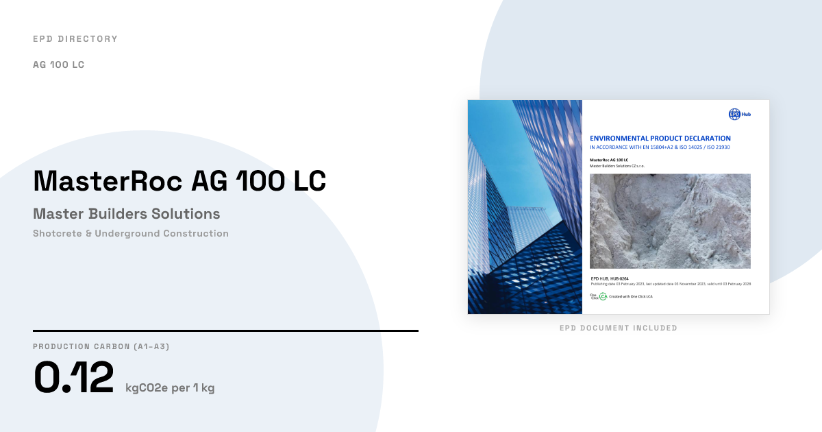 MasterRoc AG 100 LC — Master Builders Solutions | GWP 0.12 | EPD Directory