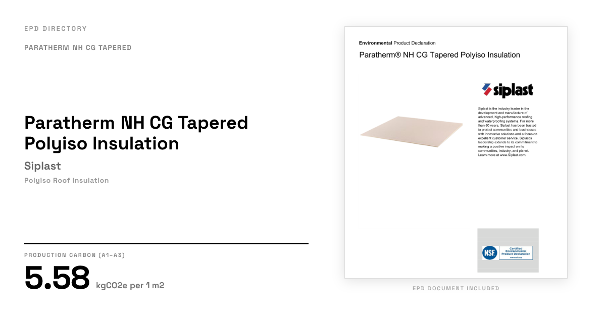 Paratherm NH CG Tapered Polyiso Insulation — Siplast | GWP 5.58 | EPD ...