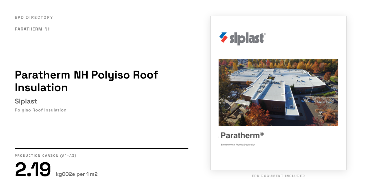 Paratherm NH Polyiso Roof Insulation — Siplast | GWP 2.19 | EPD Directory