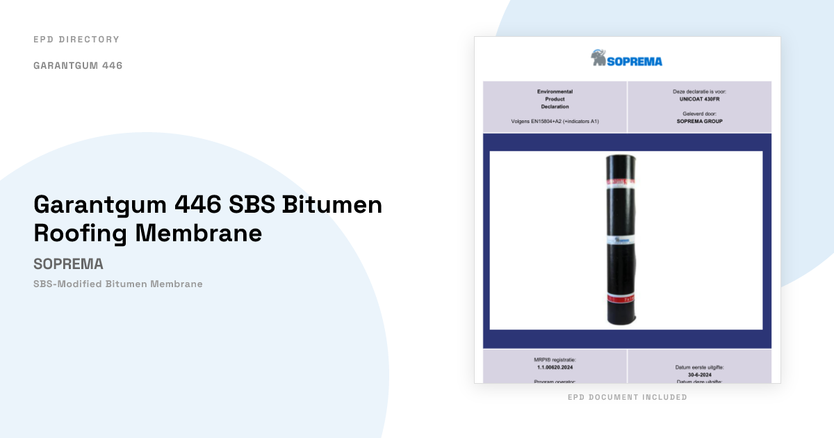 Garantgum 446 SBS Bitumen Roofing Membrane — SOPREMA | EPD Directory