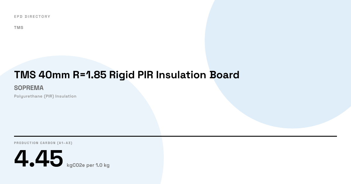 TMS 40mm R=1.85 Rigid PIR Insulation Board — SOPREMA | GWP 4.45 | EPD ...