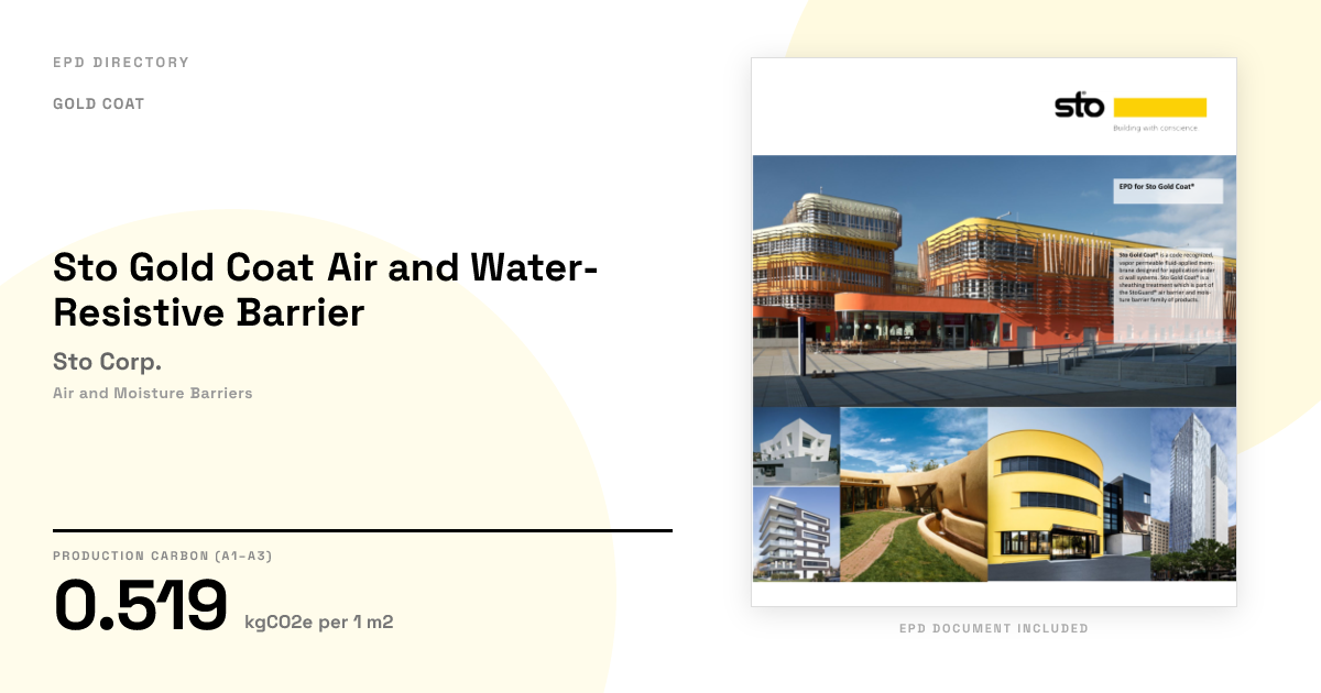 Sto Gold Coat Air and Water-Resistive Barrier — Sto Corp. | GWP 0.519 ...
