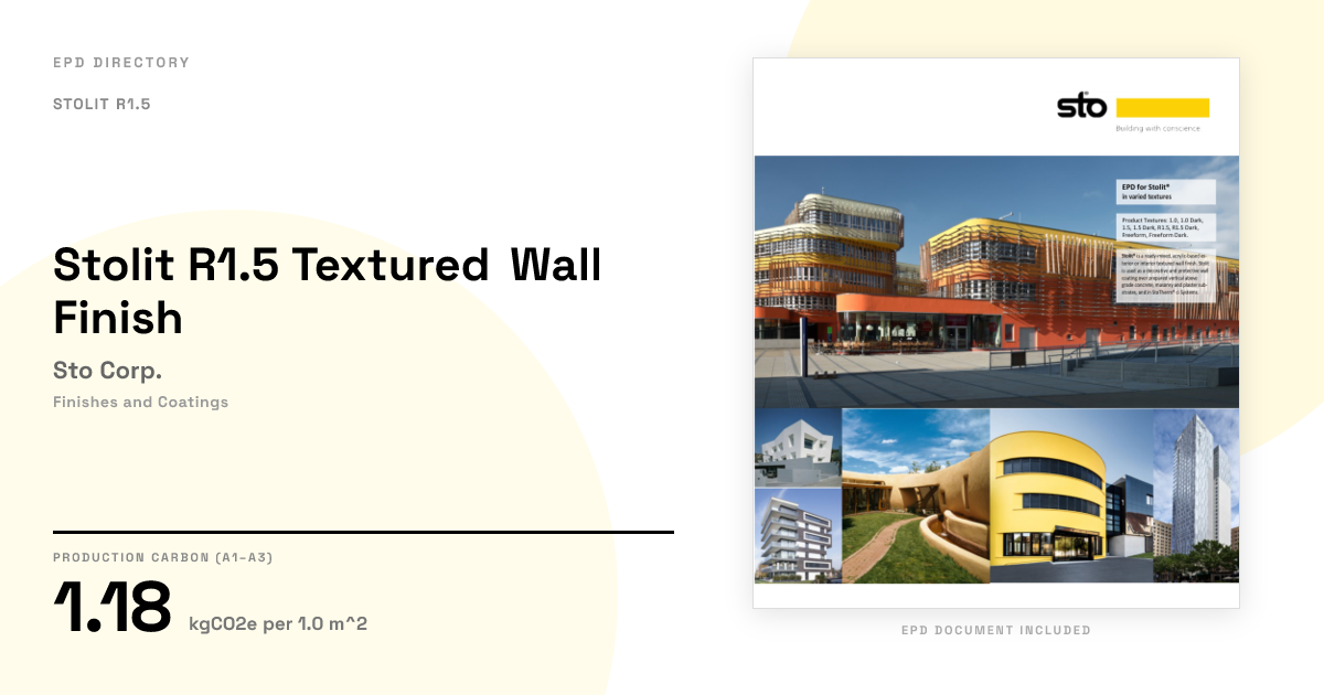 Stolit R1.5 Textured Wall Finish — Sto Corp. | GWP 1.18 | EPD Directory